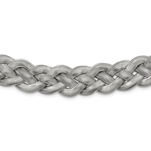 Stainless Steel Polished Braided Mesh Necklace with Ext. 16in, 3.5"