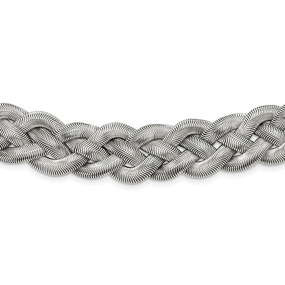 Stainless Steel Polished Braided Mesh w/3.5in ext. 16in Necklace