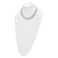 Stainless Steel Polished Laser Cut Necklace with 1.75in Ext, 17" view 4