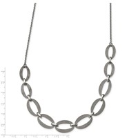 Stainless Steel Polished Laser Cut Necklace with 1.75in Ext, 17" view 3