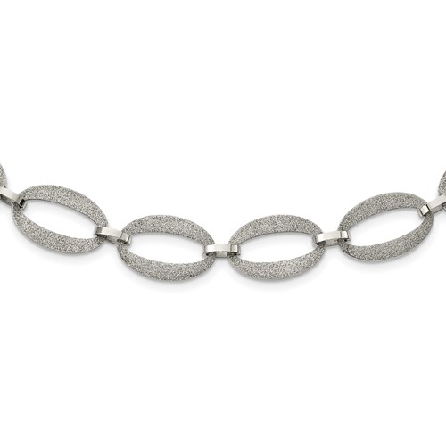 Stainless Steel Polished Laser Cut Necklace with 1.75in Ext, 17"