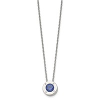 Chisel Stainless Steel Polished CZ September Birthstone Circle Pendant on a Multi-Link Chain Necklace, 20" view 3