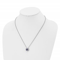 Chisel Stainless Steel Polished CZ September Birthstone Circle Pendant on a Multi-Link Chain Necklace, 20" view 4