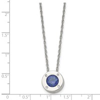 Chisel Stainless Steel Polished CZ September Birthstone Circle Pendant on a Multi-Link Chain Necklace, 20" view 5
