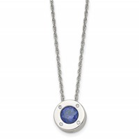 Chisel Stainless Steel Polished CZ September Birthstone Circle Pendant on a Multi-Link Chain Necklace, 20" view 1