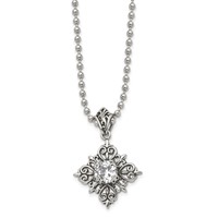 Stainless Steel Polished and Enameled Necklace with Glass, 24" view 2