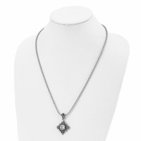 Stainless Steel Polished and Enameled Necklace with Glass, 24" view 4