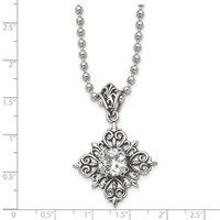 Stainless Steel Polished and Enameled Necklace with Glass, 24" view 5