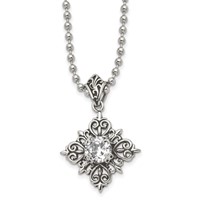 Stainless Steel Polished and Enameled Necklace with Glass, 24" view 1