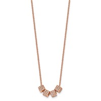 Stainless Steel Polished Rose IP-plated Necklace with CZ with 2in Ext., 16.5" view 3