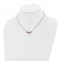 Stainless Steel Polished Rose IP-plated Necklace with CZ with 2in Ext., 16.5" view 4