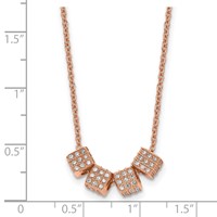 Stainless Steel Polished Rose IP-plated Necklace with CZ with 2in Ext., 16.5" view 5