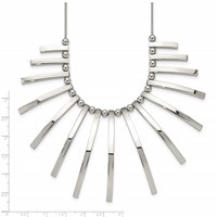 Chisel Stainless Steel Polished Bars and Beads on a Snake Chain Necklace with a 2 Inch Extension, 19" view 4