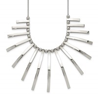 Chisel Stainless Steel Polished Bars and Beads on a Snake Chain Necklace with a 2 Inch Extension, 19" view 1