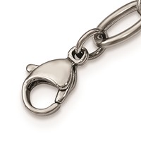 Stainless Steel Polished White Cat's Eye Necklace with 2in Ext, 16" view 3