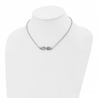 Stainless Steel Polished and Textured Angel Wings Necklace with 2in Ext, 16" view 4