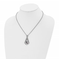 Stainless Steel Polished Imitation Abalone Necklace with 2in Ext, 16" view 4