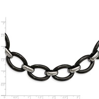 Stainless Steel Polished W Black Ceramic W 2in Ext. 30in Necklace view 4
