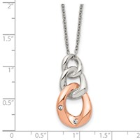 Stainless Steel Polished Rose IP-plated Necklace with Crystal Three Loop, 18" view 5