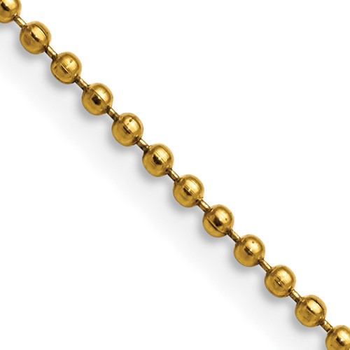 Chisel Stainless Steel Polished Yellow IP-plated 2mm Ball Chain, 18"