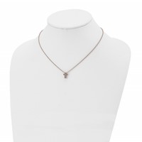 Stainless Steel Polished Rose IP-plated Necklace with CZ Cross with Ext, 2" view 4
