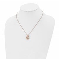 Stainless Steel Polished Rose IP-plated Necklace with Crystal Two Loop, 18" view 4