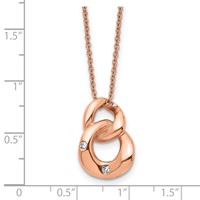 Stainless Steel Polished Rose IP-plated Necklace with Crystal Two Loop, 18" view 5