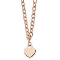 Chisel Stainless Steel Polished Rose IP-plated Heart Pendant on a Open Link Chain Necklace with.5 Inch Extension, 16" view 2