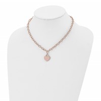Chisel Stainless Steel Polished Rose IP-plated Heart Pendant on a Open Link Chain Necklace with.5 Inch Extension, 16" view 4