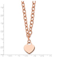 Chisel Stainless Steel Polished Rose IP-plated Heart Pendant on a Open Link Chain Necklace with.5 Inch Extension, 16" view 5