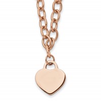 Chisel Stainless Steel Polished Rose IP-plated Heart Pendant on a Open Link Chain Necklace with.5 Inch Extension, 16" view 1