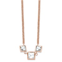 Stainless Steel Polished Rose IP Necklace with Glass with 2.5in Ext, 16.5" view 3