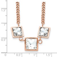 Stainless Steel Polished Rose IP Necklace with Glass with 2.5in Ext, 16.5" view 5