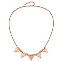 Stainless Steel Polished Rose IP-Plated Triangle Charms Necklace with Ext, 2" view 5