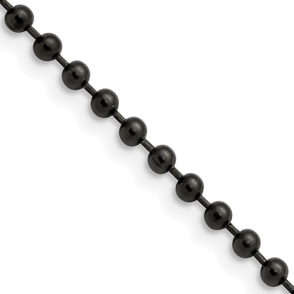 Chisel Stainless Steel Polished Black IP-plated 3mm Ball Chain - 18in