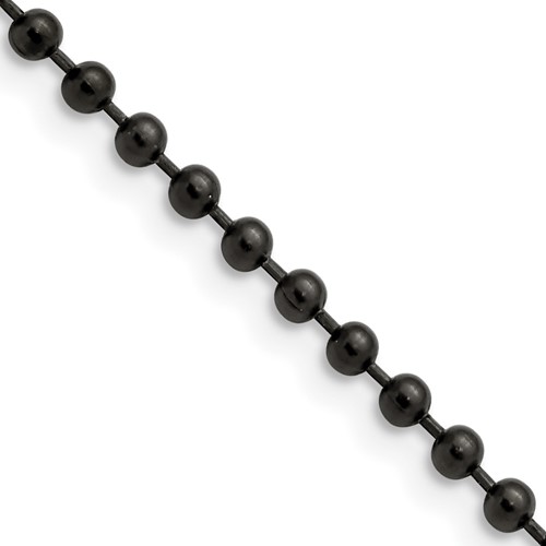 Chisel Stainless Steel Polished Black IP-plated 3mm Ball Chain, 18"