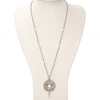 Stainless Steel Polished Fwc Pearl & CZ & Glass Necklace with 2in Ext, 30" view 3