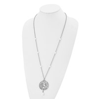 Stainless Steel Polished Fwc Pearl & CZ & Glass Necklace with 2in Ext, 30" view 5