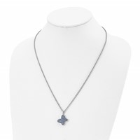 Chisel Stainless Steel Polished Blue Crystal Butterfly Pendant on a Cable Chain Necklace, 22" view 4