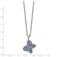 Chisel Stainless Steel Polished Blue Crystal Butterfly Pendant on a Cable Chain Necklace, 22" view 3