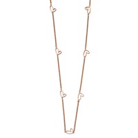Stainless Steel Polished Rose IP-Plated Hearts Necklace, 38" view 2