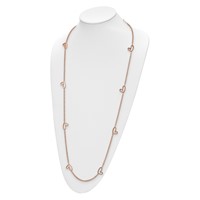 Stainless Steel Polished Rose IP-Plated Hearts Necklace, 38" view 5