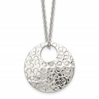 Stainless Steel Polished Hammered Necklace, 18" view 1