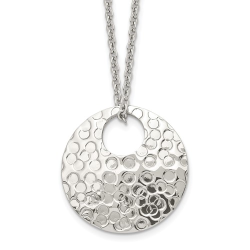Stainless Steel Polished Hammered Necklace, 18"