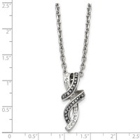 Chisel Stainless Steel Polished Black and White Crystal Fancy Twisted Pendant on an Cable Chain Necklace, 18" view 5