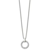 Chisel Stainless Steel Polished CZ Open Circle Pendant on an Box Chain Necklace, 18" view 3