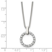 Chisel Stainless Steel Polished CZ Open Circle Pendant on an Box Chain Necklace, 18" view 5