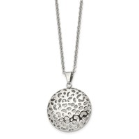 Stainless Steel Polished Puffed Cut-out Design Necklace, 18" view 3