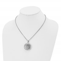 Stainless Steel Polished Puffed Cut-out Design Necklace, 18" view 4