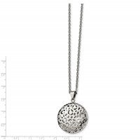 Stainless Steel Polished Puffed Cut-out Design Necklace, 18" view 5